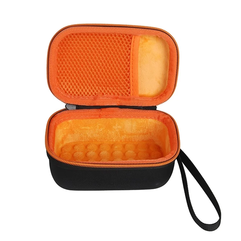 For JBL Go 4 Carrying Case Set Hard EVA Shell Storage Bag with Silicone Sleeve and Carabiner - Orange Interior / Purple