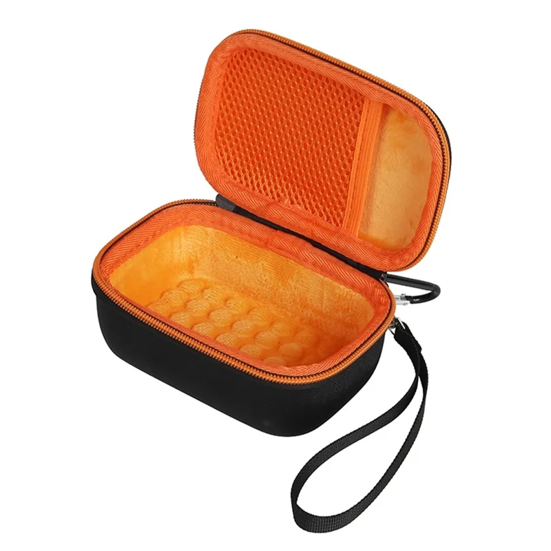 For JBL Go 4 Carrying Case Set Hard EVA Shell Storage Bag with Silicone Sleeve and Carabiner - Orange Interior / Purple