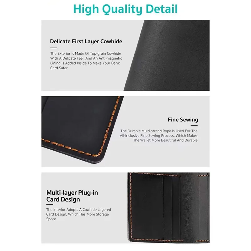 COTECI 14067 Genuine Cow Leather Vertical Wallet Card Holder Small Purse, 11.5x9.4cm - Brown
