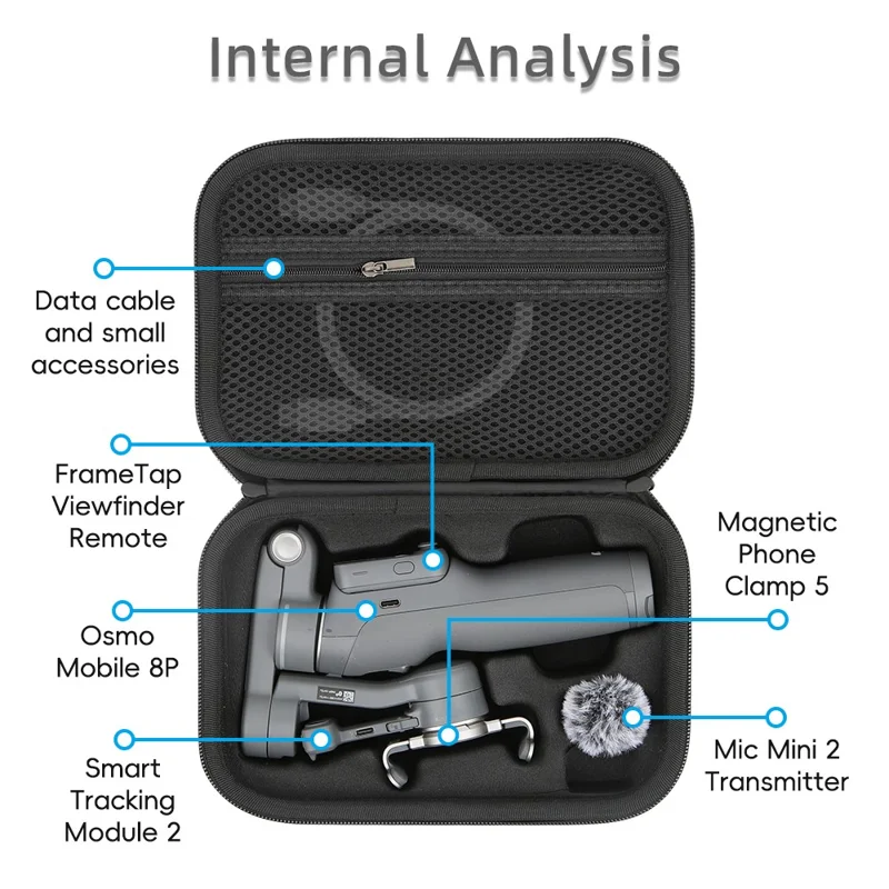 Custodia per DJI Osmo Mobile 8P Borsa da viaggio portatile in materiale Lycra Custodia protettiva a prova di urti con tracolla - Nero