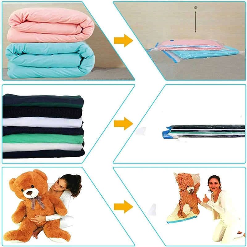 20Pcs / Set 5 Sizes Vacuum Storage Bags with Hand Pump Space Saver Compression Bags for Clothes Bedding