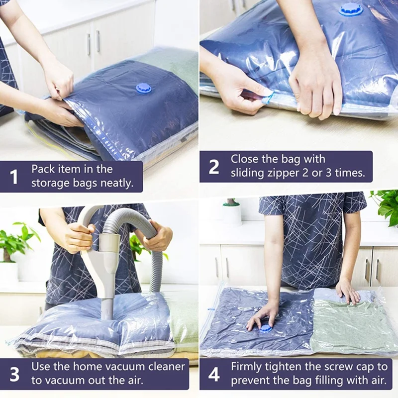 20Pcs / Set 5 Sizes Vacuum Storage Bags with Hand Pump Space Saver Compression Bags for Clothes Bedding