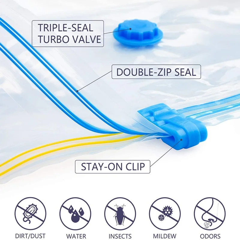 20Pcs / Set 5 Sizes Vacuum Storage Bags with Hand Pump Space Saver Compression Bags for Clothes Bedding