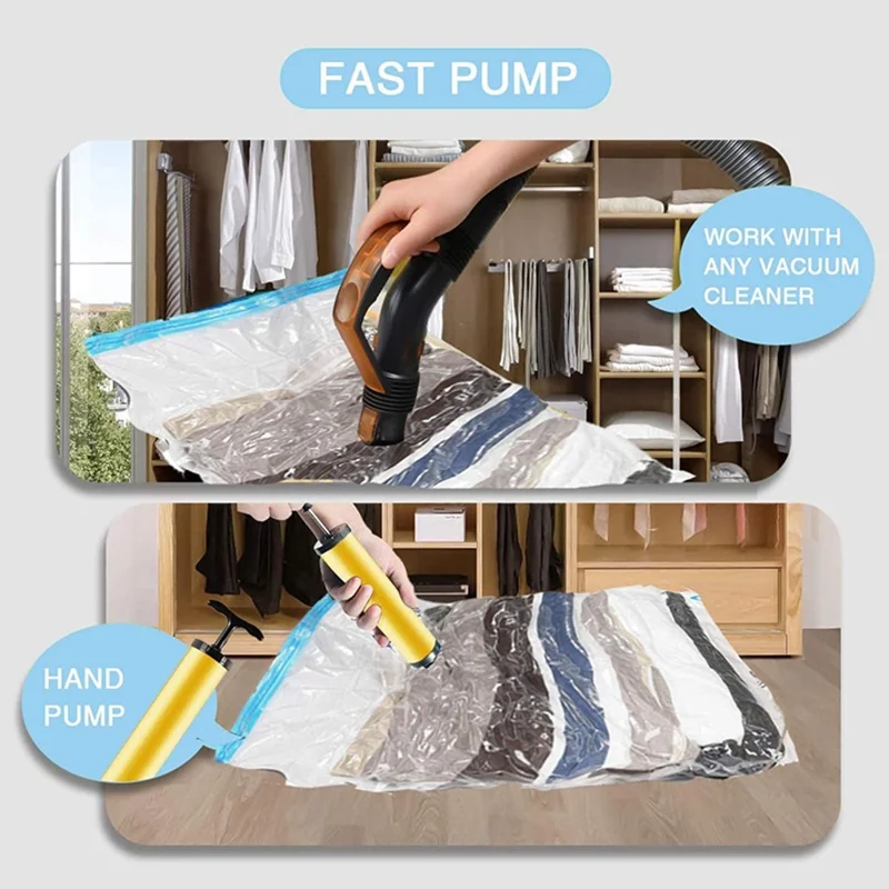 20Pcs / Set 5 Sizes Vacuum Storage Bags with Hand Pump Space Saver Compression Bags for Clothes Bedding