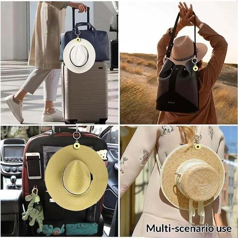 Colorful Flower Leaf Hat Clip Multi-functional Clip Travel Luggage Pendant Bag Accessory - White Daisy