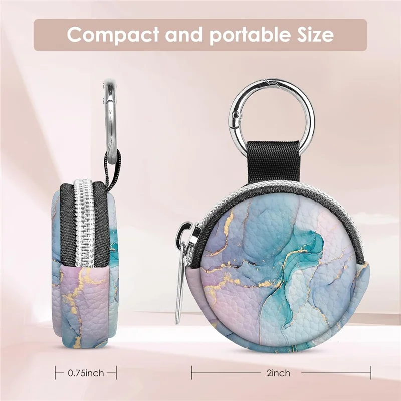 Portable Mini Jewelry Box Travel Organizer Case Ring Earring Storage Pouch with Keychain Hook - Black  /  PU
