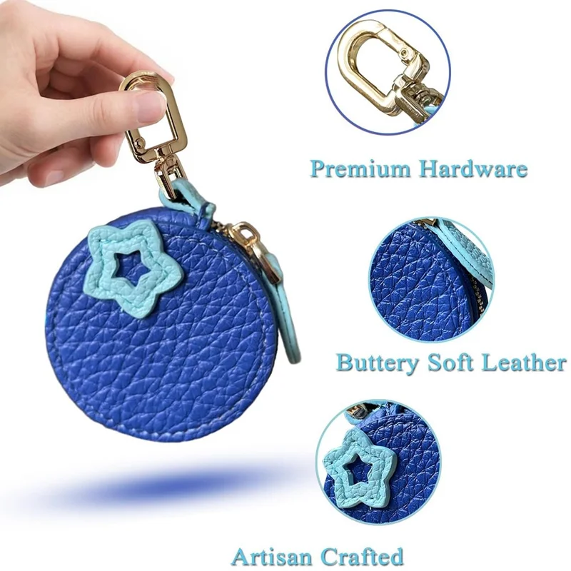 Cartoon Fruit-Shaped Mini Coin Purse Portable PU Leather Small Bag with Hook for Keys Money - Strawberry
