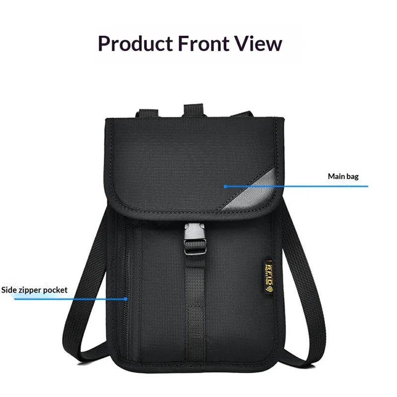 RFID Blocking Travel Pouch Neck Strap Bag Multi-Function Passport Holder Waterproof Certificate Wallet for Travel Business - Dark Blue