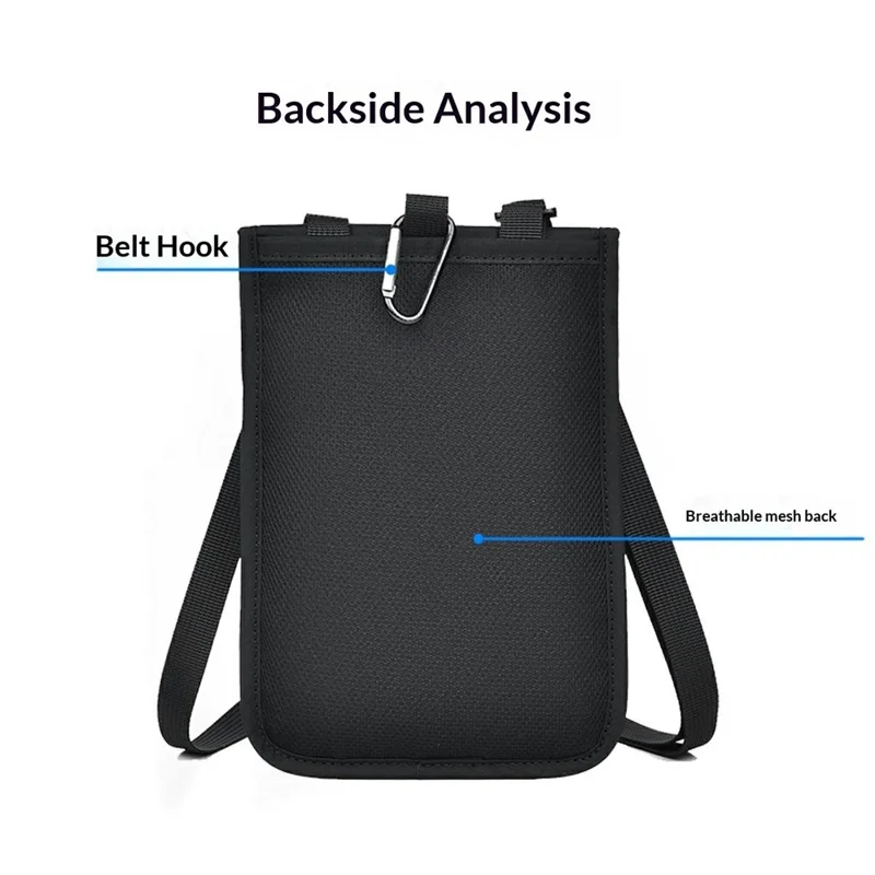 RFID Blocking Travel Pouch Neck Strap Bag Multi-Function Passport Holder Waterproof Certificate Wallet for Travel Business - Dark Blue