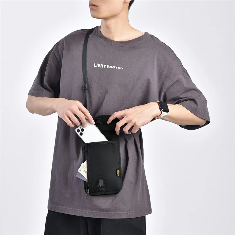RFID Blocking Travel Pouch Neck Strap Bag Multi-Function Passport Holder Waterproof Certificate Wallet for Travel Business - Dark Blue