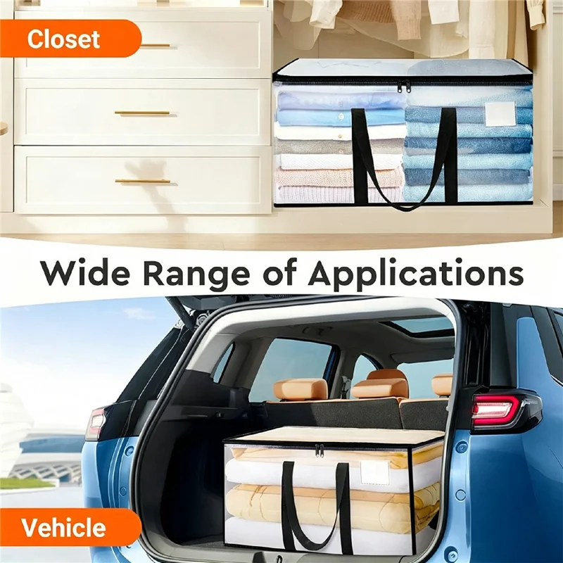23.5 Gallon Large Capacity Clear Storage Bag Waterproof Clothes Organizer with Zipper for Moving Bedding