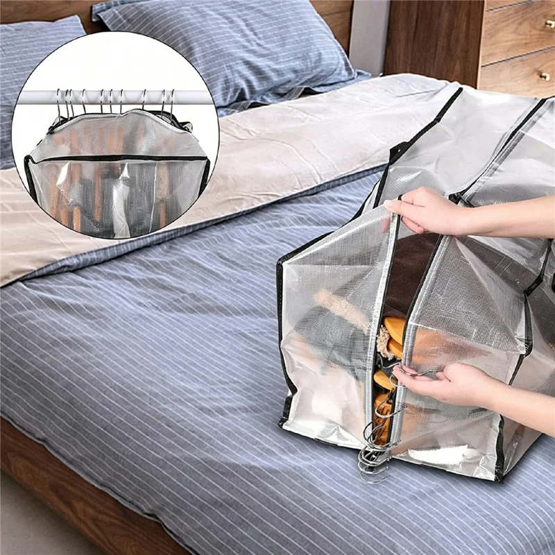 23.5 Gallon Large Capacity Clear Storage Bag Waterproof Clothes Organizer with Zipper for Moving Bedding