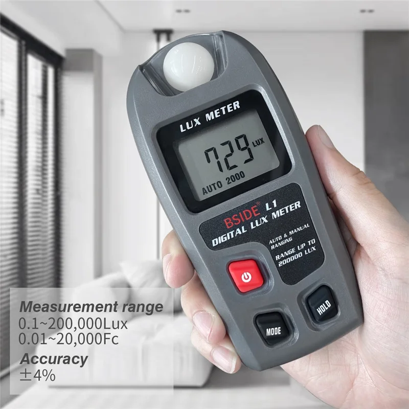 BSIDE L1 LCD-display digitalt Lux-meter 0-200000 Lux højpræcist bærbart lysmeter