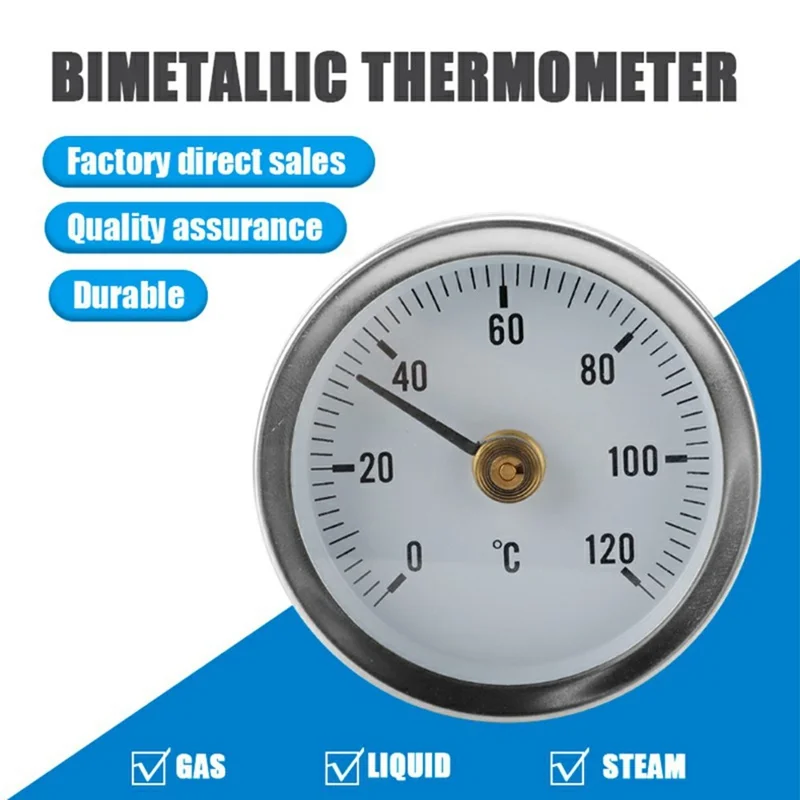 TS-W50A Bimetallic Thermometer 0-120 Degree Celsius Stainless Steel Industrial BBQ Oven Gauge