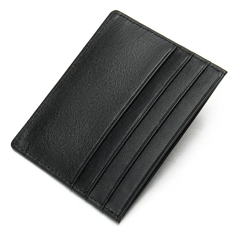 113 Slim Credit Card Holder 6 Card Slots PU Leather Wallet Compact Card Case Card Protector for Business Daily Use - Black
