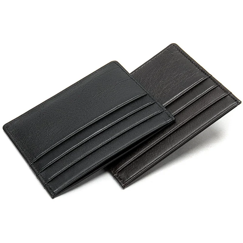 113 Slim Credit Card Holder 6 Card Slots PU Leather Wallet Compact Card Case Card Protector for Business Daily Use - Black