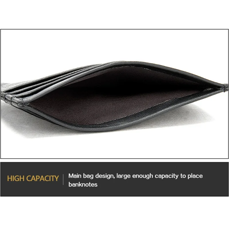 113 Slim Credit Card Holder 6 Card Slots PU Leather Wallet Compact Card Case Card Protector for Business Daily Use - Black
