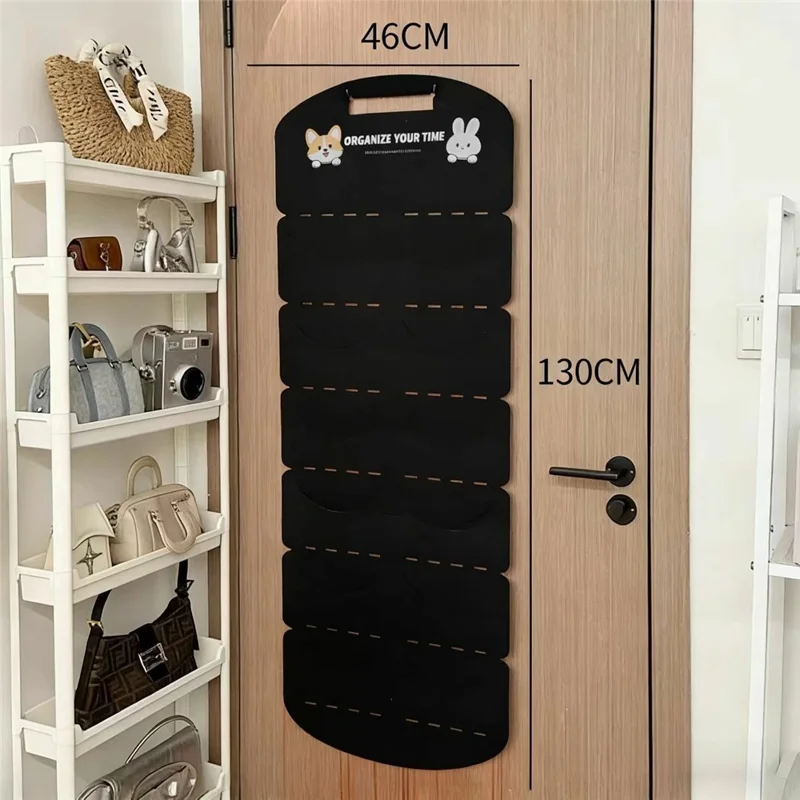 12-Pocket 130x46cm Hat Organizer Storage Hanging Bag Over Door Cap Rack for Baseball Cap - Black
