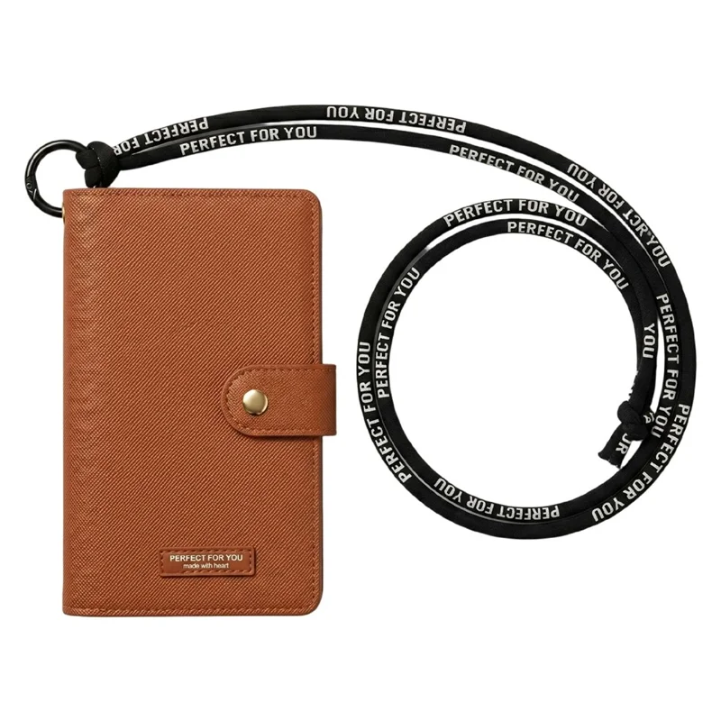 For AirTag Smart Tracker Travel Passport Holder Wallet with Neck Lanyard for Women - Brown