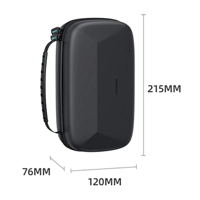 USAMS Jane09 8-inch Digital Storage Bag PU + EVA Waterproof Shockproof Carrying Case - Black
