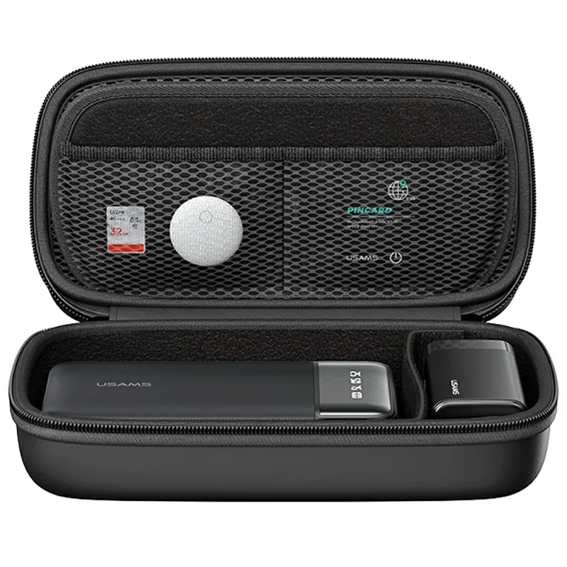 USAMS Jane09 8-inch Digital Storage Bag PU + EVA Waterproof Shockproof Carrying Case - Black