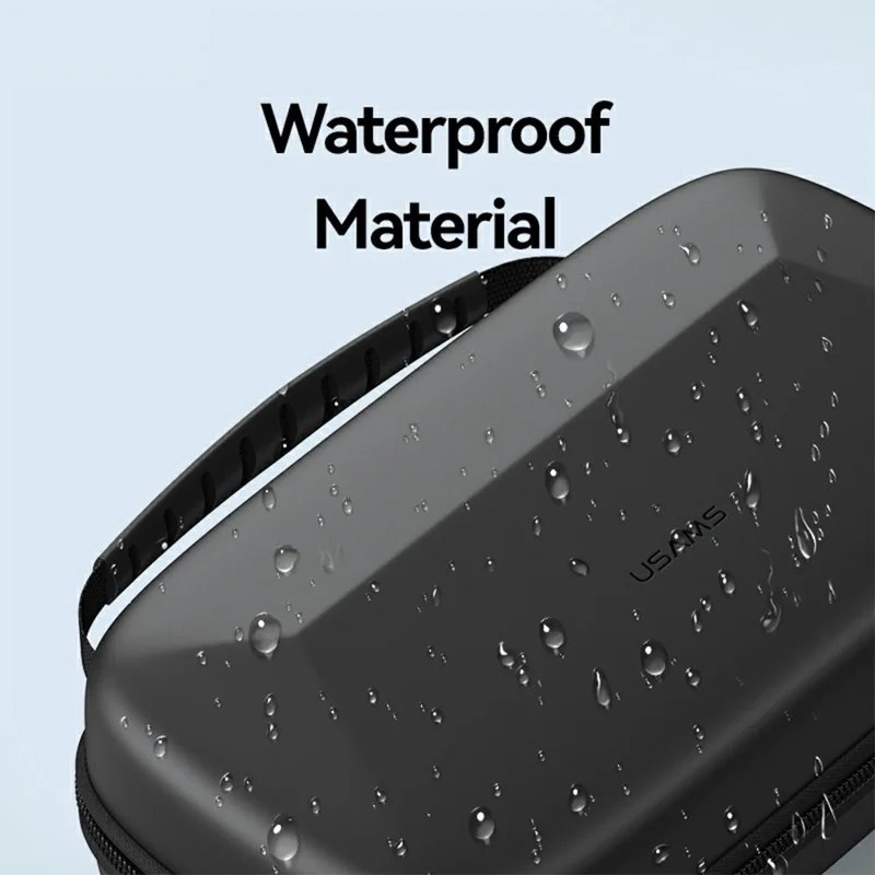 USAMS Jane09 8-inch Digital Storage Bag PU + EVA Waterproof Shockproof Carrying Case - Black