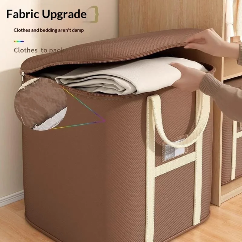 45x33x25cm Non-Woven Fabric Large Capacity Storage Bag with Handles for Clothes Bedding - Brown