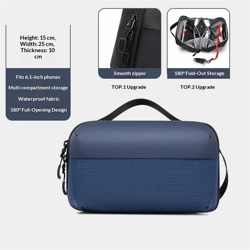 Accordion Style Storage Bag Multi-Compartment Waterproof Large Capacity Travel Organizer for Gadgets - Blue