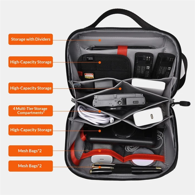 Accordion Style Storage Bag Multi-Compartment Waterproof Large Capacity Travel Organizer for Gadgets - Blue