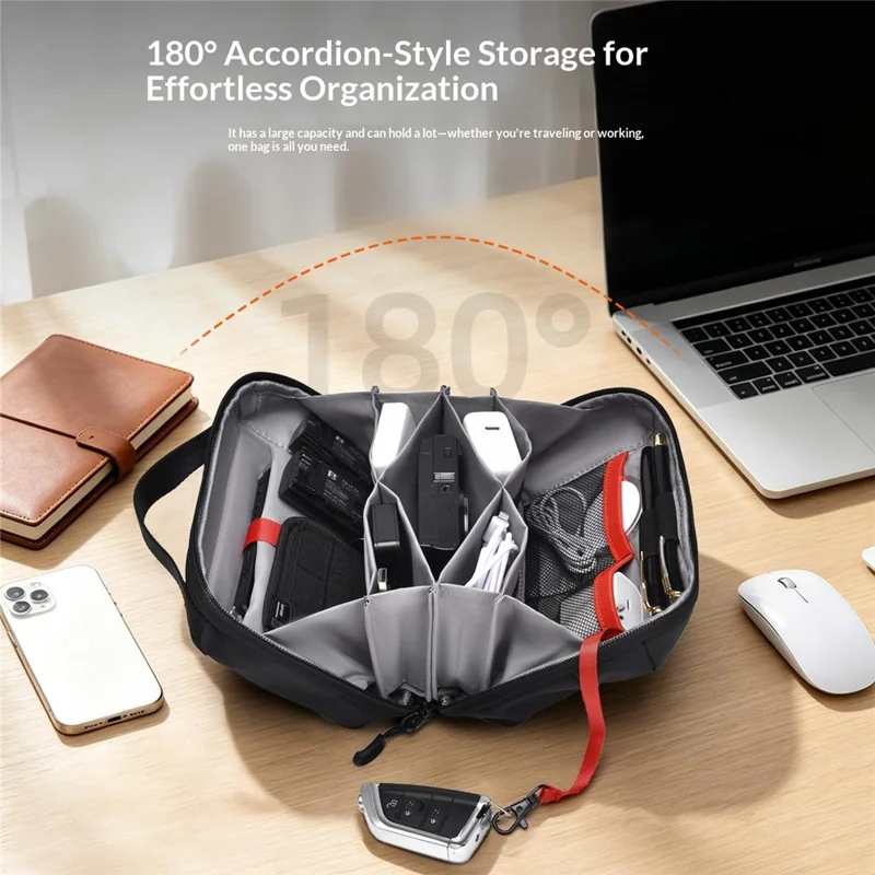 Accordion Style Storage Bag Multi-Compartment Waterproof Large Capacity Travel Organizer for Gadgets - Blue