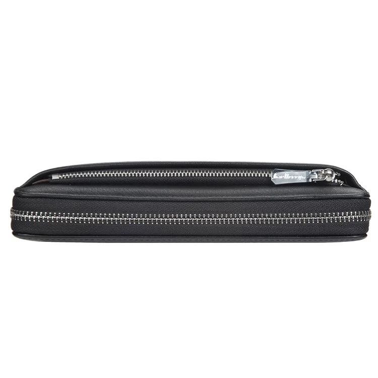 BAELLERRY S1081 PU Leder Herren Clutch Bag Große Kapazität Reißverschluss Lange Geldbörse mit Handschlaufe - Schwarz