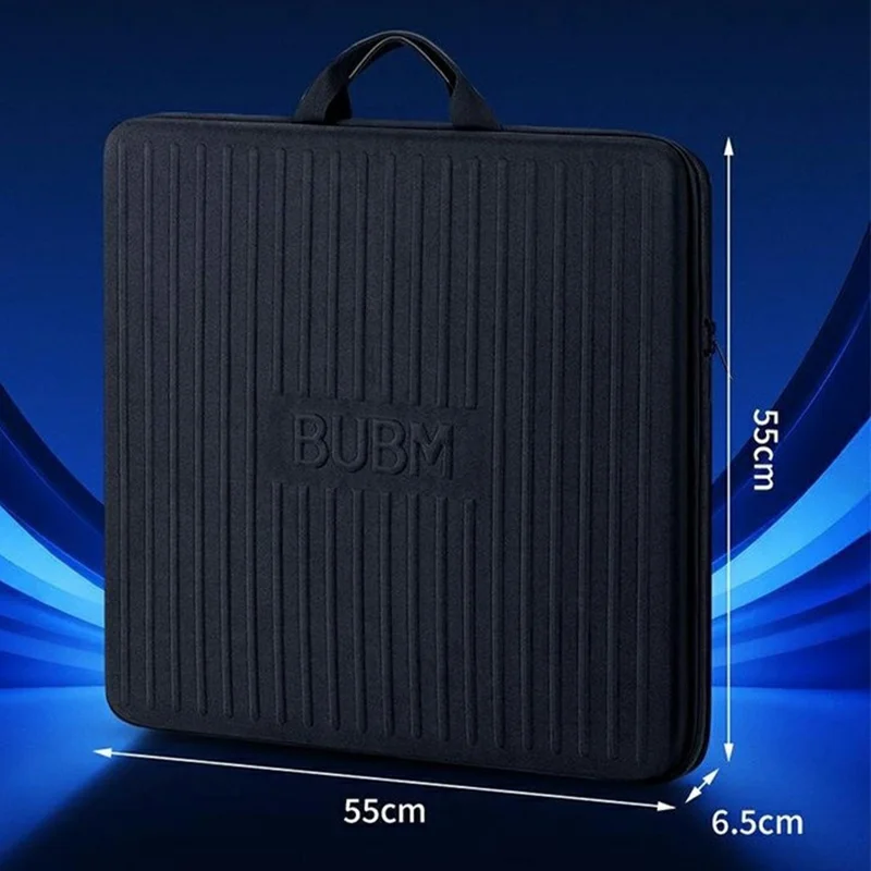 BUBM Hard Shell EVA Carrying Case for Gaming Peripherals 55 x 55 x 6.5cm Shockproof Multi-Compartment Organizer Bag - Black
