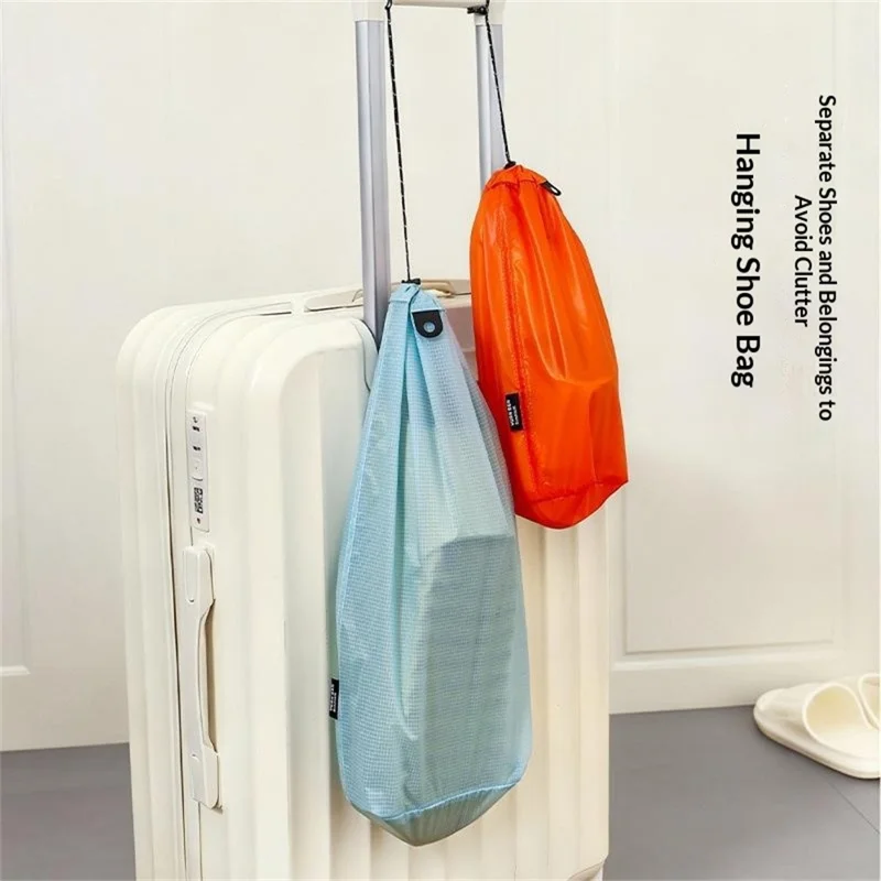 Size S 28 x 10 cm Slipper Storage Bag 15D Silicone-Coated Nylon Waterproof Drawstring Pouch for Travel - Orange