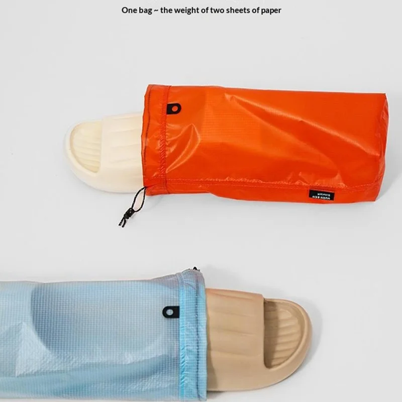 Size S 28 x 10 cm Slipper Storage Bag 15D Silicone-Coated Nylon Waterproof Drawstring Pouch for Travel - Orange