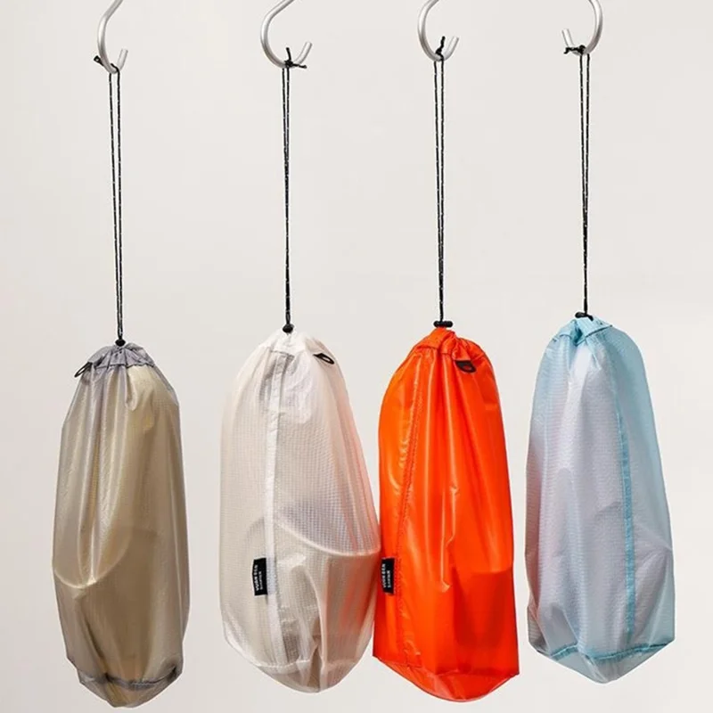 Size S 28 x 10 cm Slipper Storage Bag 15D Silicone-Coated Nylon Waterproof Drawstring Pouch for Travel - Orange