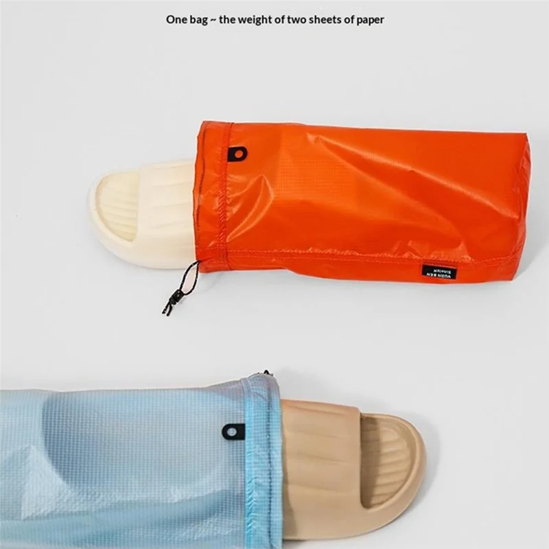 Size L 41 x 18 cm Slipper Storage Bag 15D Silicone-Coated Nylon Waterproof Drawstring Pouch for Travel - Orange