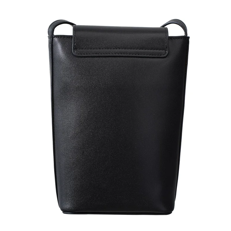 BAELLERRY N3117 Phone Pouch PU Leather Floral Pattern Magnetic Clasp Adjustable Shoulder Strap Crossbody Bag - Black