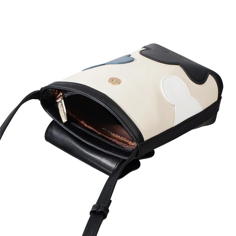 BAELLERRY N3117 Phone Pouch PU Leather Floral Pattern Magnetic Clasp Adjustable Shoulder Strap Crossbody Bag - Black