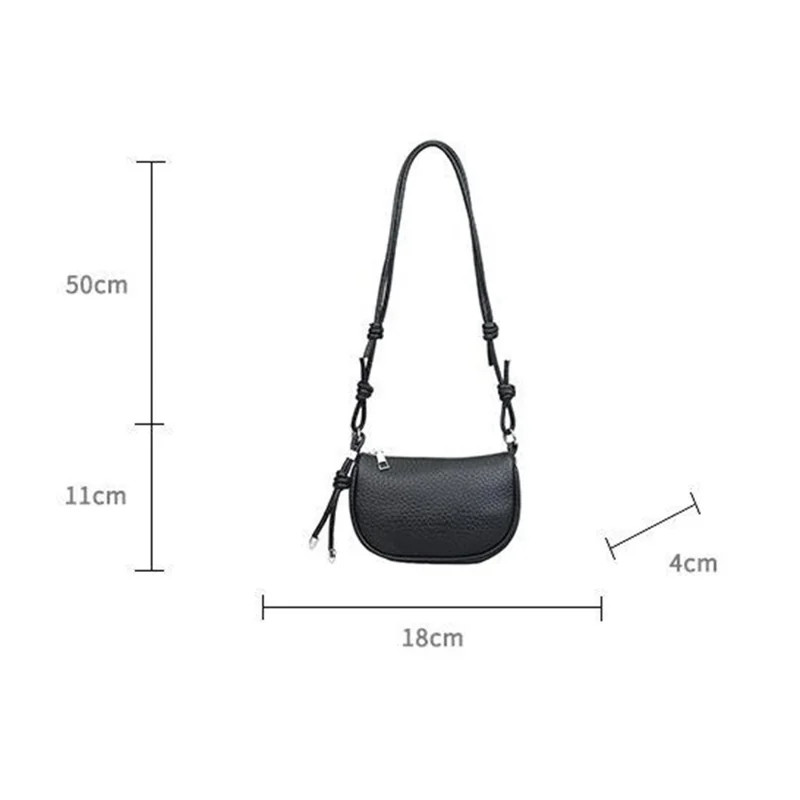 Women Shoulder Bag Litchi Texture PU Leather Crossbody Bag with Adjustable Knot Shoulder Strap - Silver