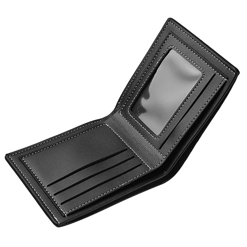 DEABOLAR Card Slots Wallet Bifold PU Leather ID Window Cash Compartment Card Holder for Men - Black