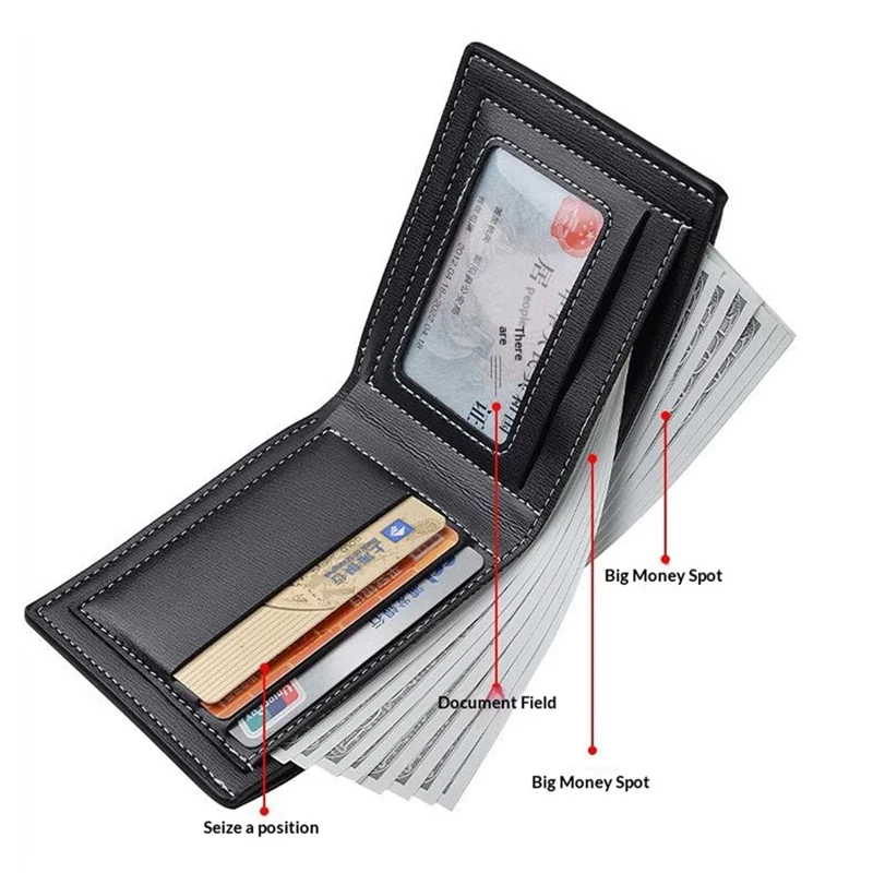 DEABOLAR Card Slots Wallet Bifold PU Leather ID Window Cash Compartment Card Holder for Men - Black