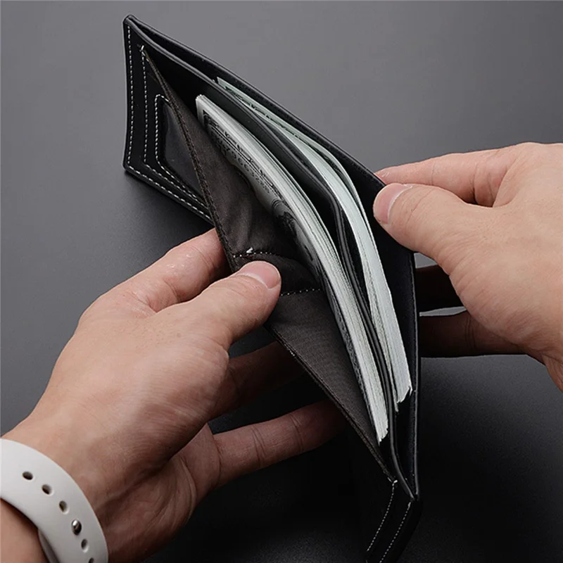 DEABOLAR Card Slots Wallet Bifold PU Leather ID Window Cash Compartment Card Holder for Men - Black