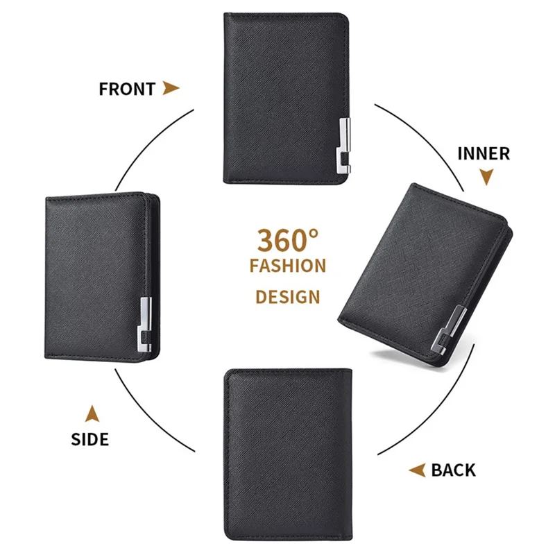 DEABOLAR k3317 Men's Wallet Cross Texture PU Leather Card Holder with Multiple Card Slots  - Black