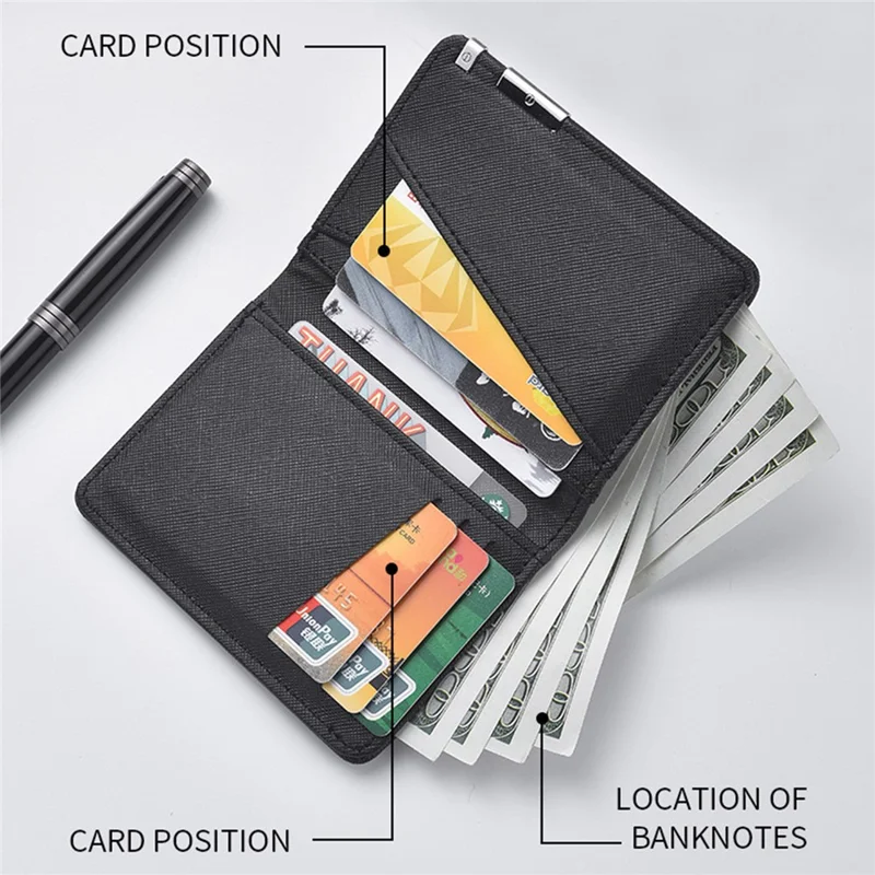 DEABOLAR k3317 Men's Wallet Cross Texture PU Leather Card Holder with Multiple Card Slots  - Black