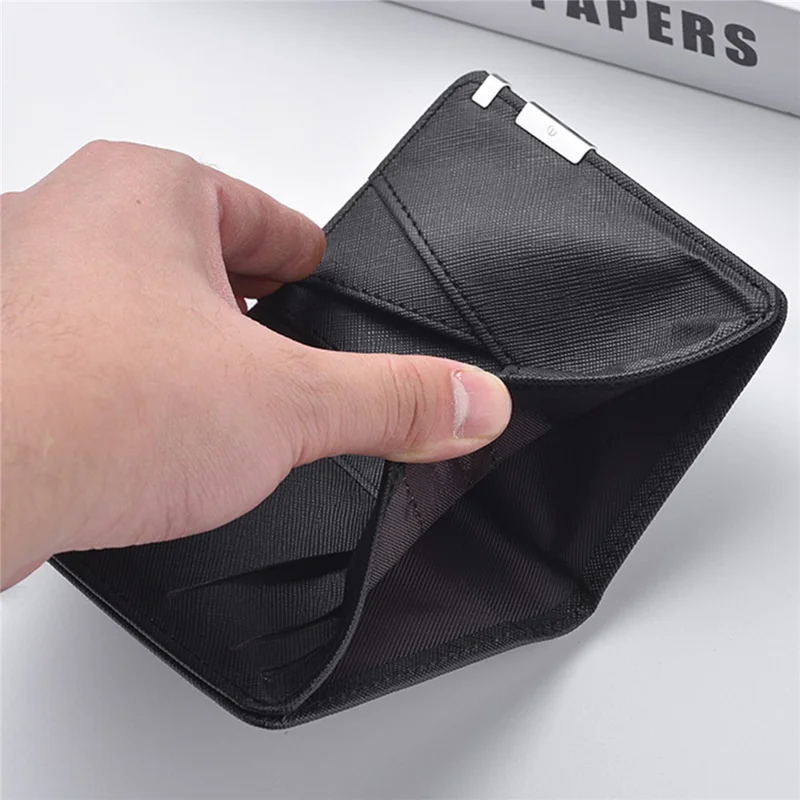 DEABOLAR k3317 Men's Wallet Cross Texture PU Leather Card Holder with Multiple Card Slots  - Black