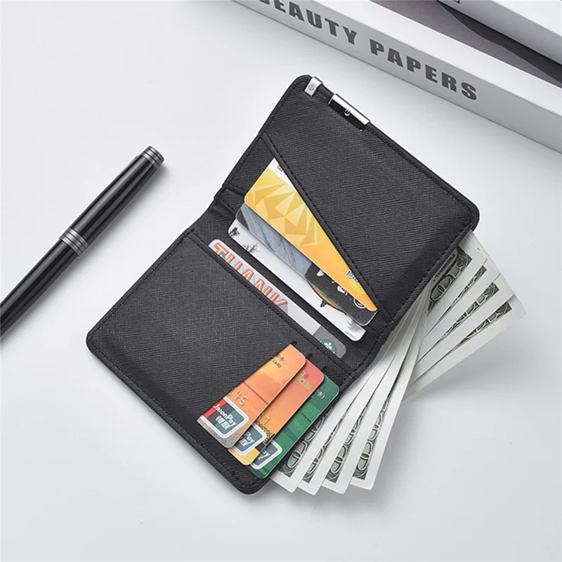 DEABOLAR k3317 Men's Wallet Cross Texture PU Leather Card Holder with Multiple Card Slots  - Black