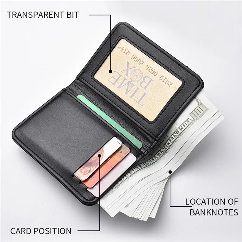 DEABOLAR K3309 PU Leather Card Holder Wallet Multiple Card Slots with Transparent ID Window - Brown / Wrinkle Texture
