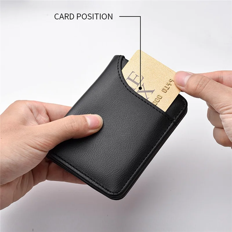 DEABOLAR K3309 PU Leather Card Holder Wallet Multiple Card Slots with Transparent ID Window - Brown / Wrinkle Texture