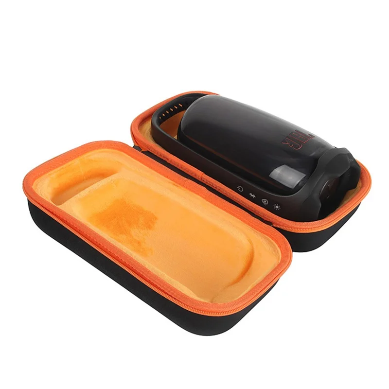 For JBL Pulse 6 EVA Travel Case Soft Lining Carrying Strap Dual Zipper - Orange Liner