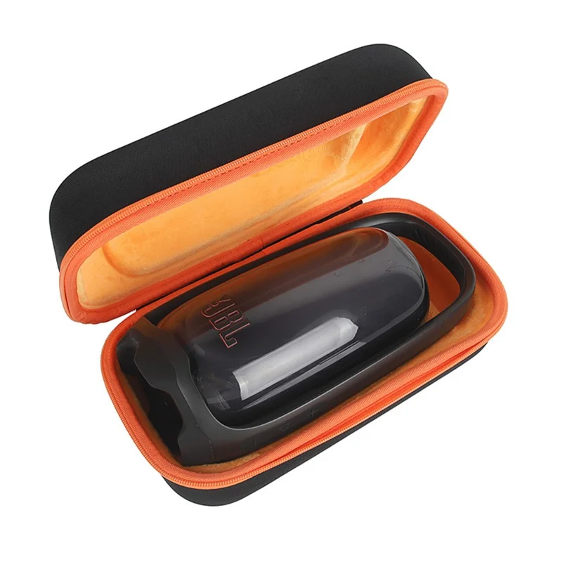 For JBL Pulse 6 EVA Travel Case Soft Lining Carrying Strap Dual Zipper - Orange Liner